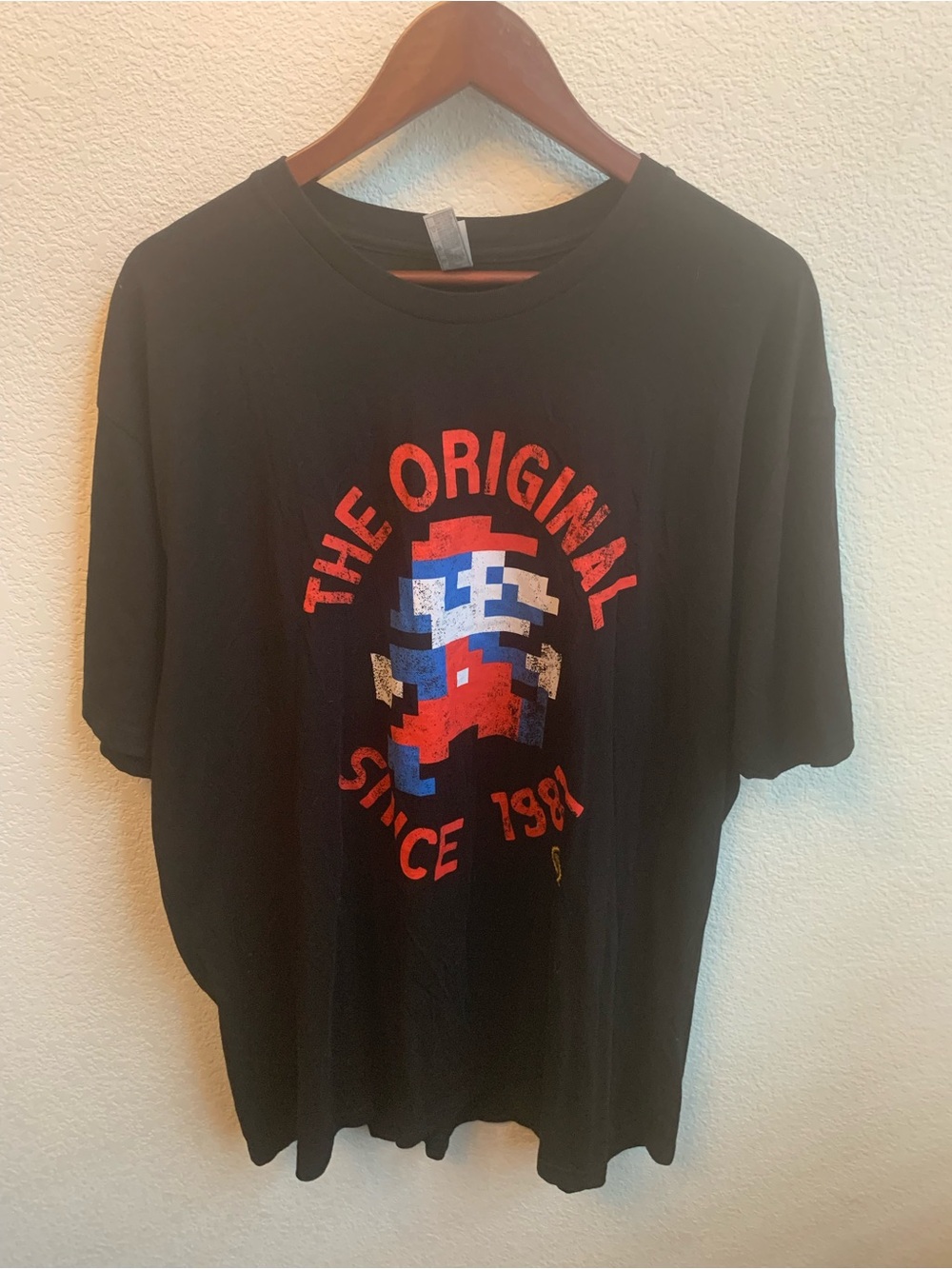 Nintendo Black Tee with Red & Blue Pixel Mario Graphic
